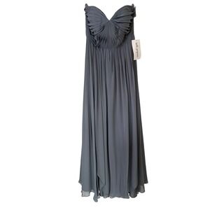 NWT Jenny Yoo Mira Convertible Pleated Chiffon Gown Denmark Blue Sz 14